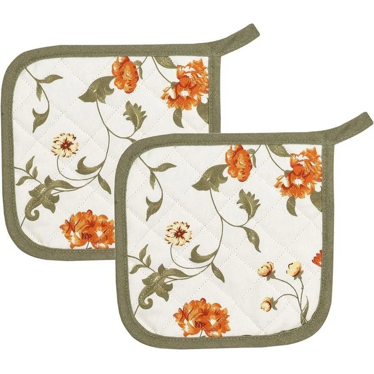 Kracht Topflappen Blümchen, (Set, 2-tlg, Set), 2er Set Topflappen, wattiert, ca. 22x22 cm