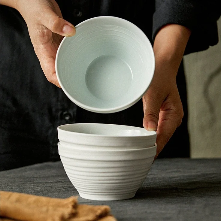 JIWOO Müslischale 6er Ø11,8cm, Frühstückschalen Eisschale Dessertschalen Obstschale, Keramik, (Schaleset, 6-tlg), Porzellan Hochwertiges Schalen Cyan Mikrowellenofen Spülmaschine – Bild 2