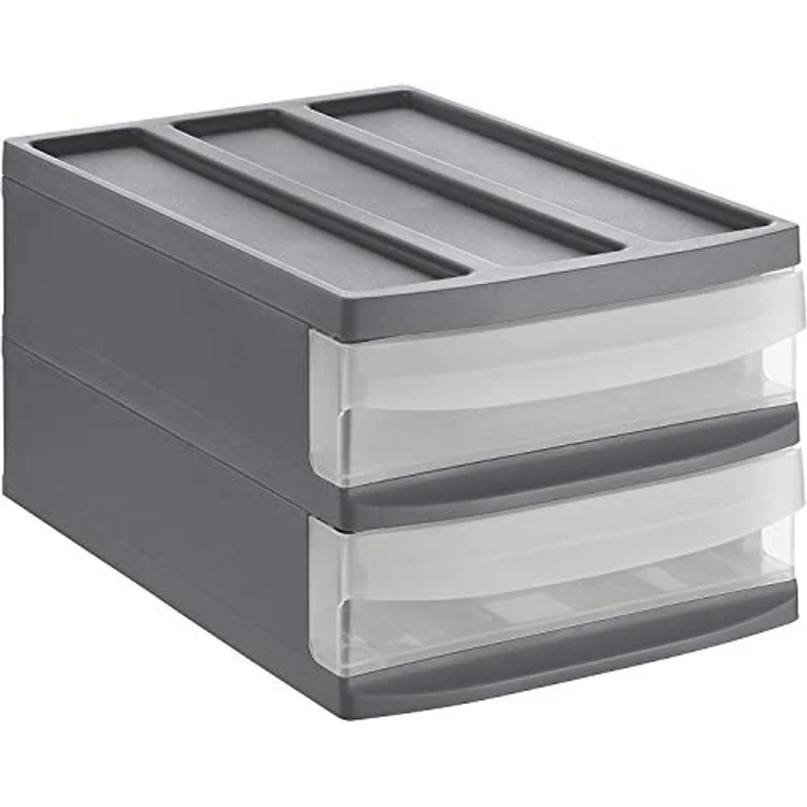 Rotho Schubladenbox Duo Systemix M 2 Schübe anthrazit – Bild 2