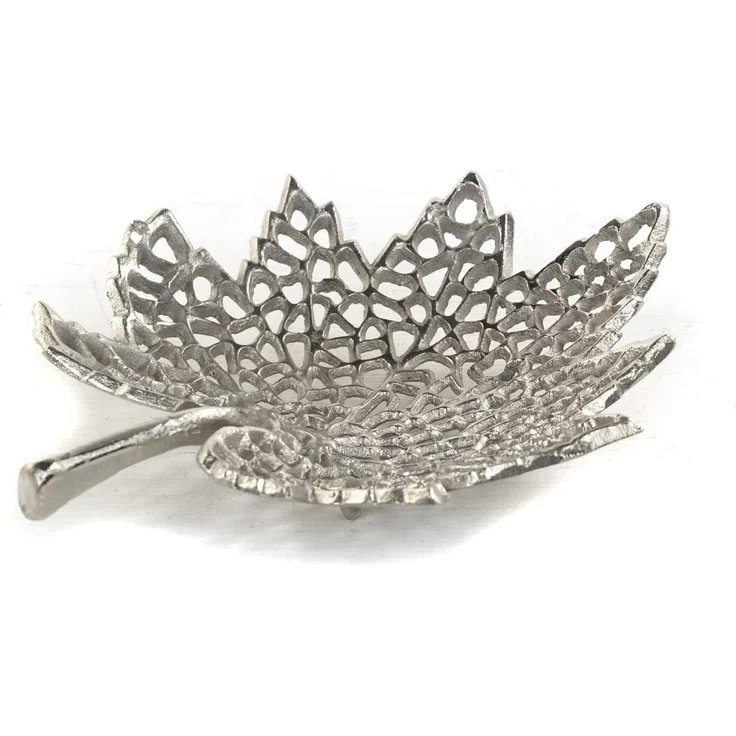 DESIGN DELIGHTS Dekoschale BLATT SCHALE "LEAF", 2 Größen, Metall, Dekoschale silber, Muster: k