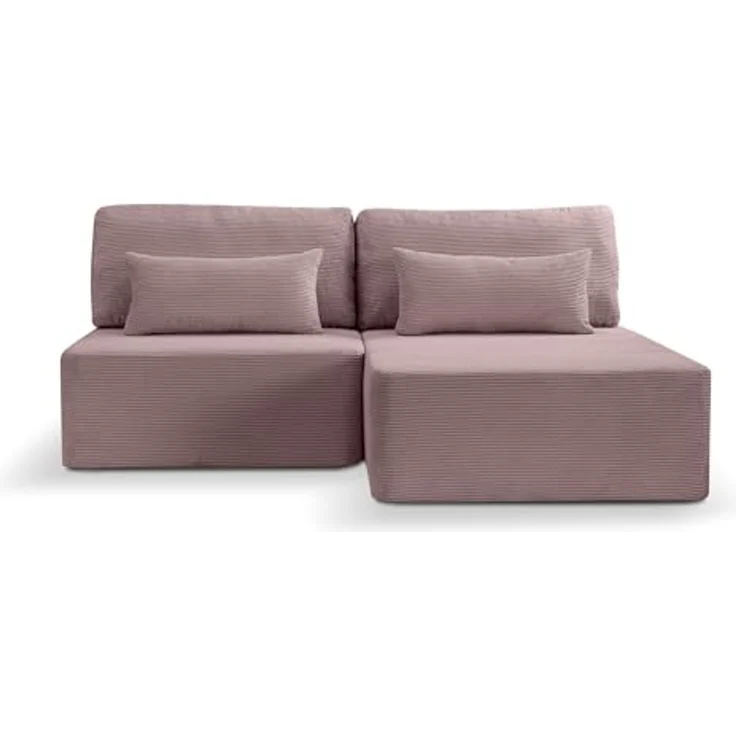 Ecksofa (B/H/T: 213x95x158 cm) in Altrosa – Bild 4