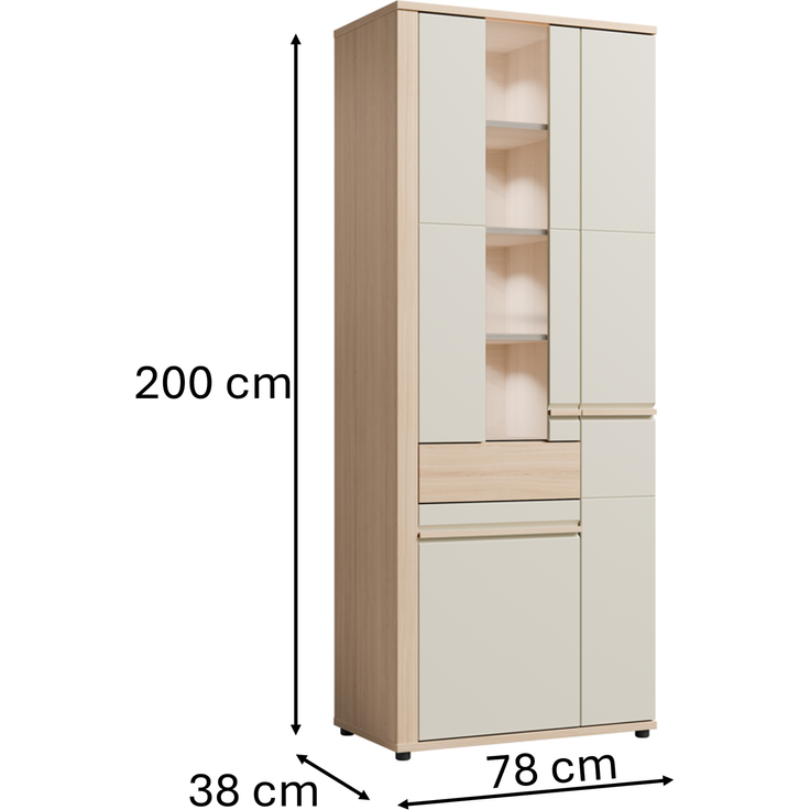 OSLO OS2 Vitrine mit Schublade in Cashmere/Riva, 78 x 200 x 38 cm – Bild 7