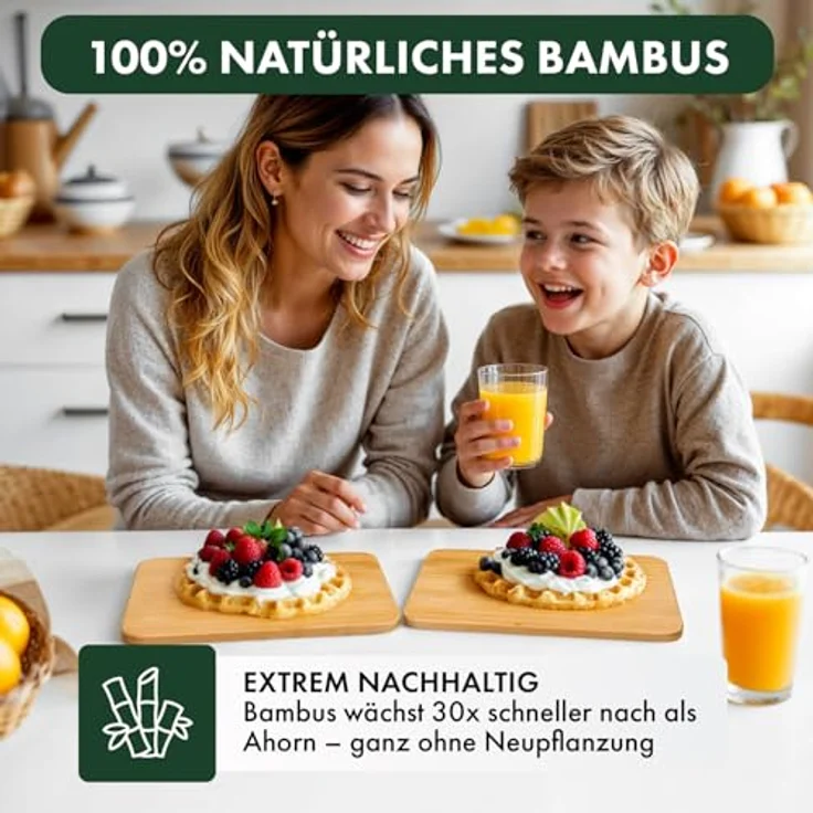 Blumtal Schneidebrett Frühstücksbrettchen 6er Set aus Bambus - 22x14x0,8 cm, Frühstücksbretter Holz, antibakterielles Holzbrettchen – Bild 8