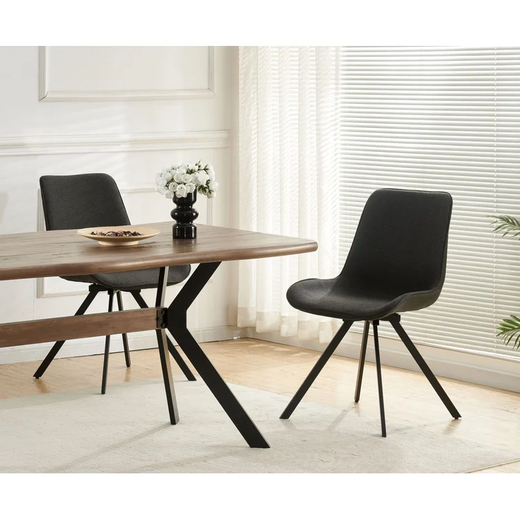 Drehstuhl 2er Set Rio Stühle in Anthrazit - gemütliches Design - B/H/T: 52x85x61 cm – Bild 9