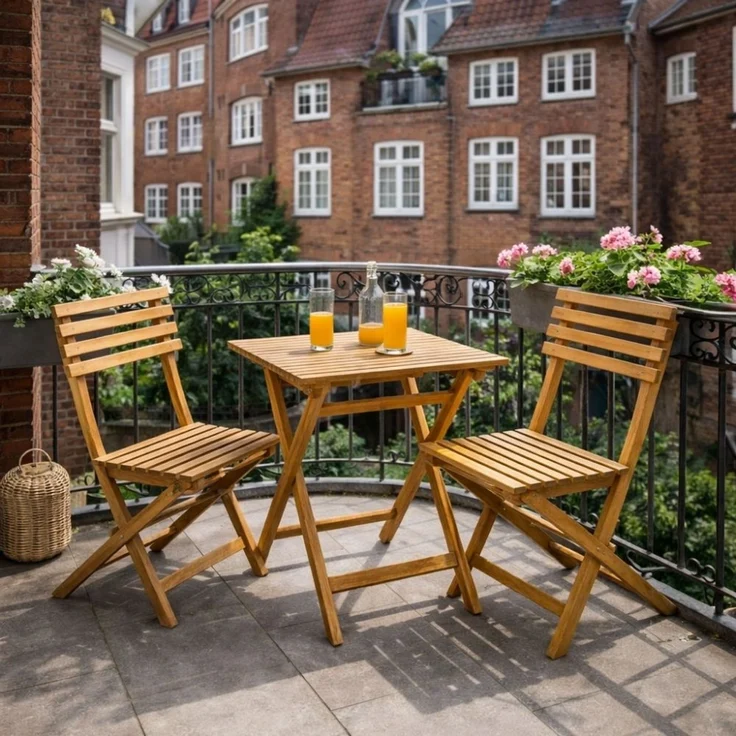 Teak Klapptisch KURSI ca. L60cm Natural Esstisch Gartentisch Tisch Massivholz – Bild 3