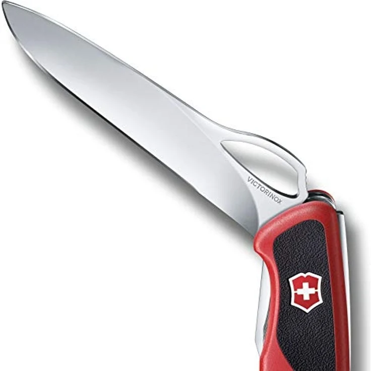 Victorinox Schweizer Taschenmesser Gross, Ranger 68 Grip, Swiss Army Knife, 11 Funktionen, Feststellklinge, Dosenöffner, Korkenzieher, rot/schwarz – Bild 3
