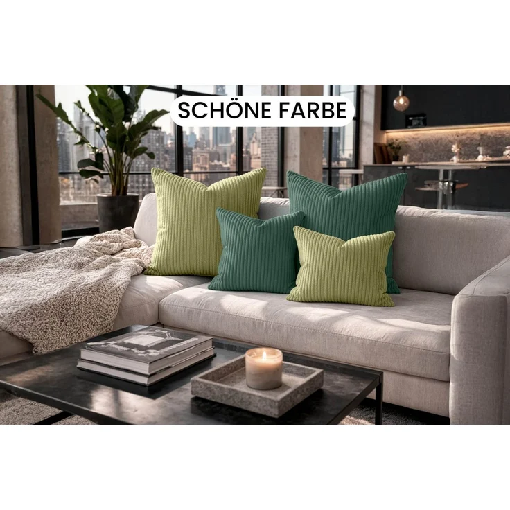 Amilian Dekokissen 4er Set mit Füllung - Sofakissen Set - 2 x 45 x 45 cm + 2 x 35 x 45 cm, (4 Stück) Zierkissen - Kuschelkissen - Couchkissen mit Kissenfüllung – Bild 3