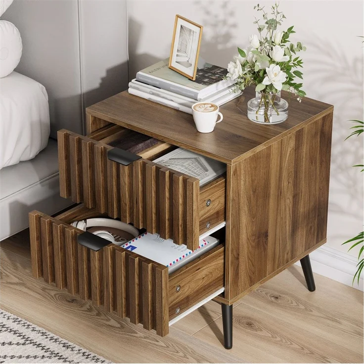 MODFU Nachttisch mit Schubladen (großzügige Ablagefläche – Multifunktional für Schlafzimmer, Wohnzimmer, Homeoffice & Kinderzimmer – Stabil mit Kippsicherung, 1-St, 45 x 40 x 53 cm) – Bild 2