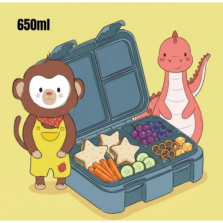 BEARFOOT Lunchbox Brotdose mit Fächern, leicht & auslaufsicher - Hund & Katze, PP, ABS, Silikon, Kindergarten und Schule - Mädchen und Jungen, Vesperbox, Snackbox – Bild 2