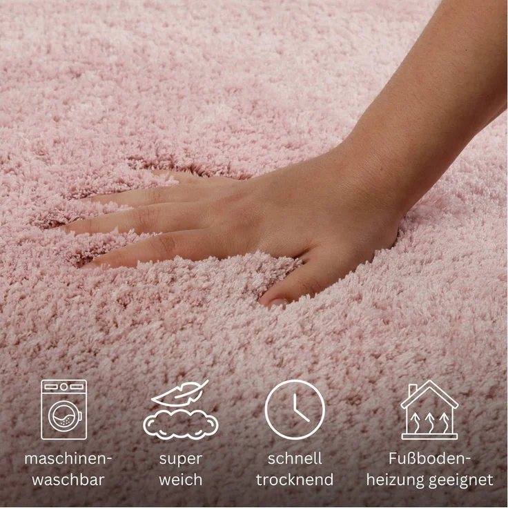 OTTO home Badematte Kaarin, Höhe 30 mm, rutschhemmend beschichtet, schnell trocknend, Polyester, rechteckig, Badteppich, getuftet, flauschig, hochflor, große Farbauswahl – Bild 3