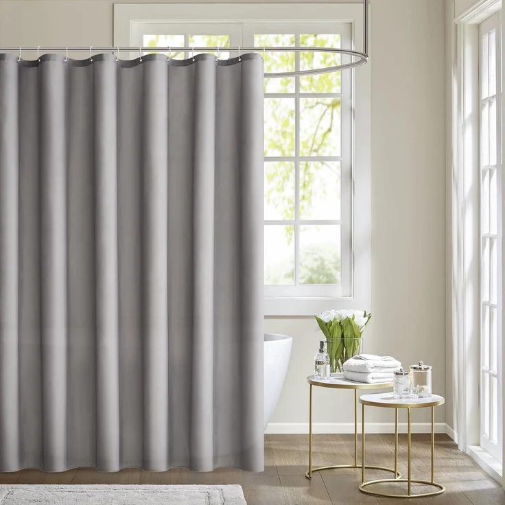 Duschvorhang 240x200cm Grau Wasserdicht Badvorhang Anti-Schimmel Textil – Bild 2