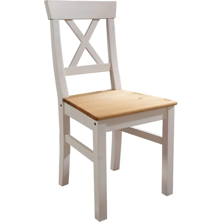 Holzstuhl >WZ-0133< (BxHxT: 49x91x49 cm) in weiß - 49x91x49 (BxHxT)