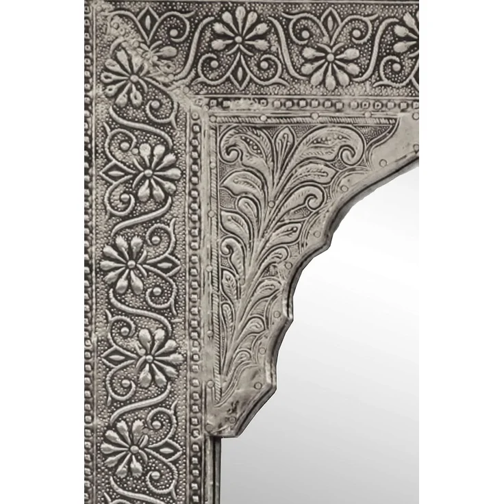 Marrakesch Orient & Mediterran Interior Wandspiegel orientalischer Vintage Spiegel Malik Deko silber - 42cm - (1-St), Handarbeit – Bild 4