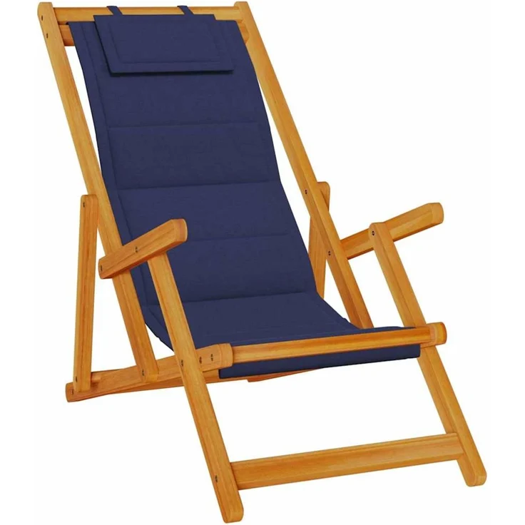 vidaXL Klappstuhl mit Armlehnen Blaues Akazienholz & Textilene 4108069 – Bild 1