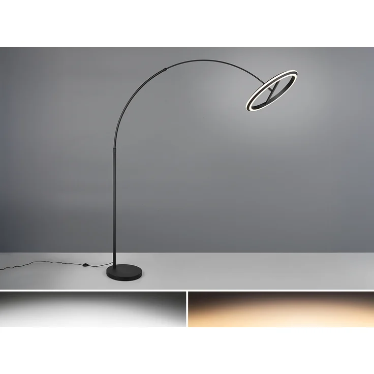 Große LED Bogenlampe AMADOR dimmbar aus Metall Schwarz, Höhe 205cm – Bild 3