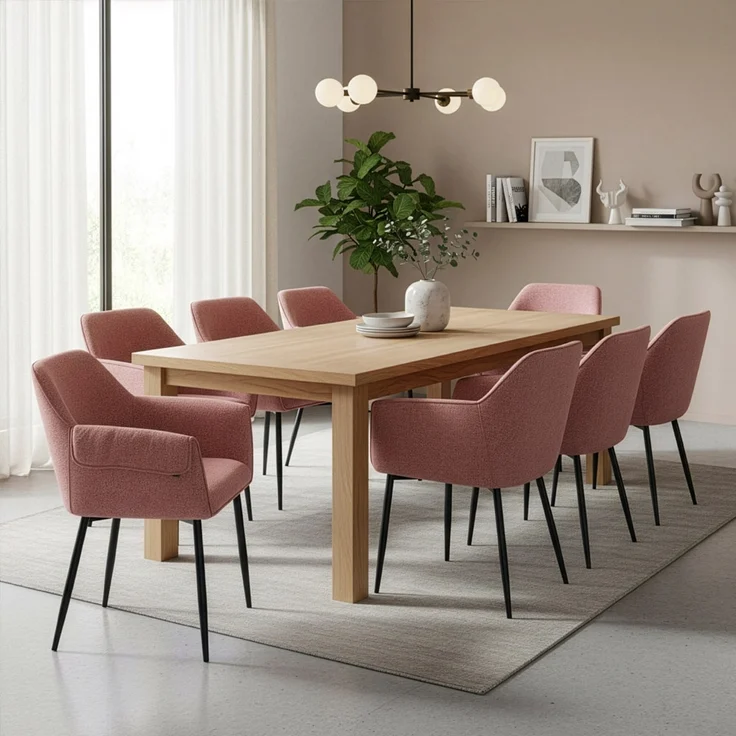 HOME DELUXE Esszimmerstuhl chenille CHENO - 1er Set Rosa – Bild 2