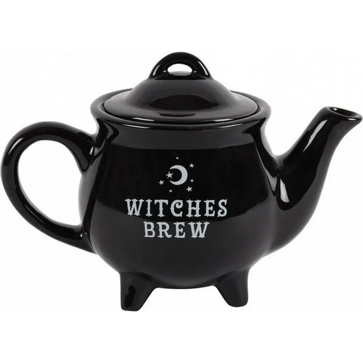 Horror-Shop Teekanne Schwarze Hexenkessel Teekanne aus Keramik