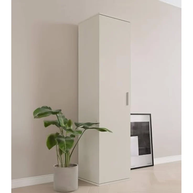 mokebo Mehrzweckschrank schmal kaschmir (42 cm) 'Der Kompakte' in Grau Beige, Haushaltsschrank mit 1 Tür & 3 verstellbaren Fachböden - 180 cm hoch - Universalschrank für Flur, Bad oder als Putzschrank – Bild 5