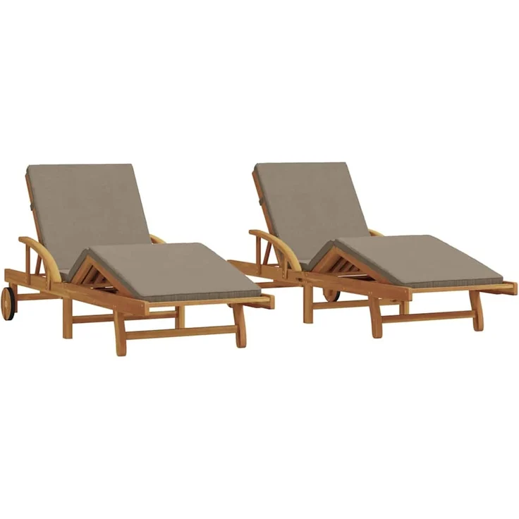 vidaXL Sonnenliege 2 pcs Taupe 200 x 67 x 84cm Massivholz Akazie 3325179 – Bild 1