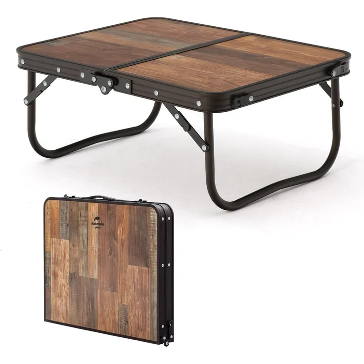 Naturehike Campingtisch Klappbar Klapptisch höhenverstellbar MDF Tisch mit Tragetasche für Outdoor Camping, Garten, Reisen, Multifunktionstisch 53 x 40 x 23 cm - klein Retro