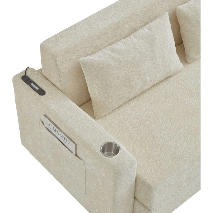 ZUBALIYA SchlafSofa mit USB - Anschluss, mit Chenille - Bezug, mit Samtbezug, mit breiten Armlehnen, mit Schaumstoffpolsterung – Bild 8