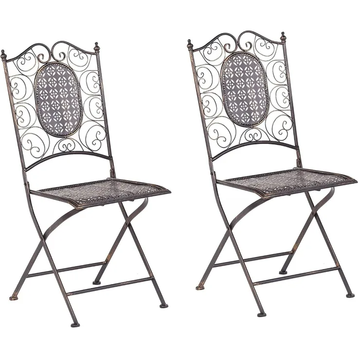 Beliani 'BORMIO' Gartenstuhl 2er Set, Metall schwarz
