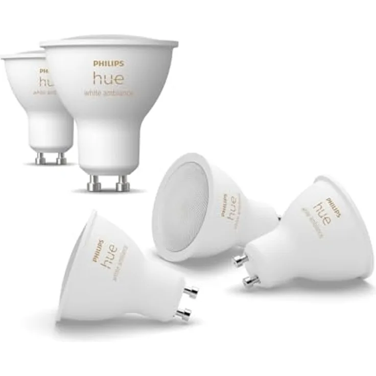 Philips Hue White Ambiance GU10 LED Spot 5er Pack (400lm), dimmbare LED Lampen für das Hue Lichtsystem mit allen Weißtönen, smarte Lichtsteuerung über Sprache und App