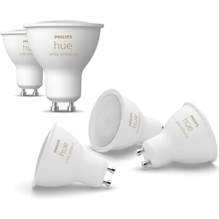 Philips Hue White Ambiance GU10 LED Spot 5er Pack (400lm), dimmbare LED Lampen für das Hue Lichtsystem mit allen Weißtönen, smarte Lichtsteuerung über Sprache und App – Bild 1