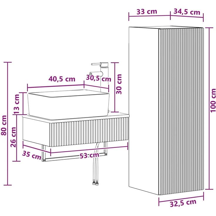 vidaXL Badezimmerschrank-Set 2 stk. Sonoma-Eiche 33 x 34,5 x 100 cm 3406105 – Bild 10