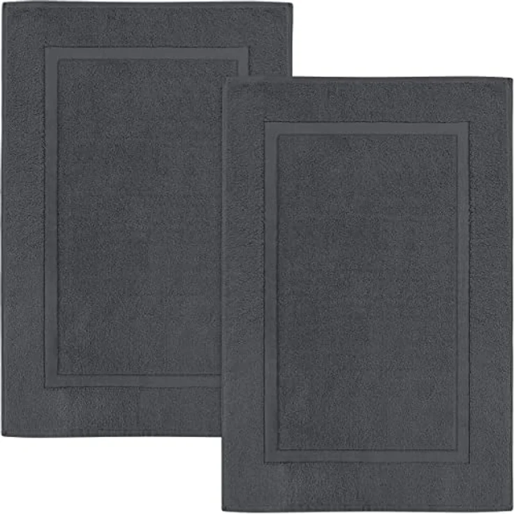 Utopia Towels Waschbare Badematte aus Baumwolle, 53,3x86,4 cm, Dunkelgrau, 2 Stück – Bild 2