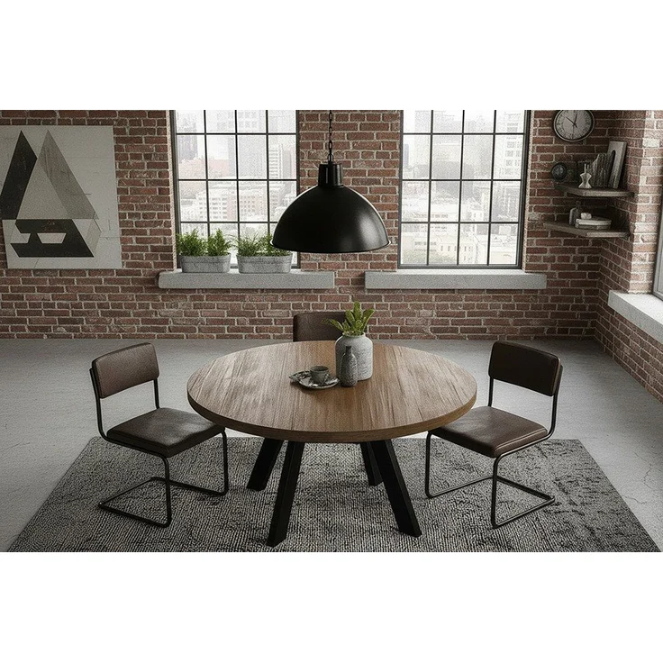 riess-ambiente Esstisch RON CRAFT 120cm taupe-braun – Mango-Massivholz, rund (Einzelartikel, 1-St), Holztisch im Industrial-Look – ideal für Küche oder Essbereich – Bild 3