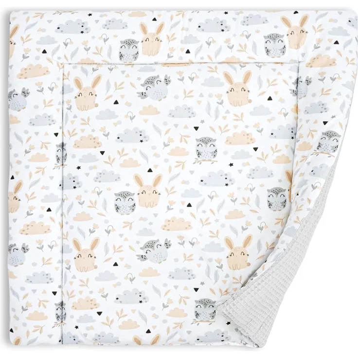 Wickelauflage für Babys 75x72 cm - Weiche Baumwolle, Abwaschbar - Wickelkommode & Wickeltischauflage Eulen