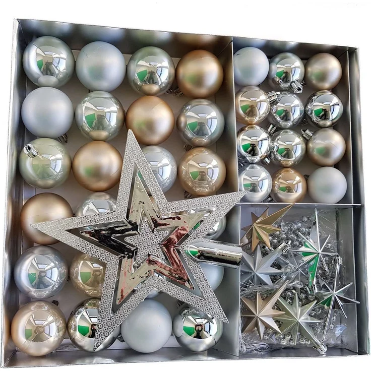 Spetebo Christbaumschmuck Christbaumschmuck 45 Teile Set - champagner (45-tlg), Shatterproof Deko Weihnachtskugeln bruchsicher - Christbaumschmuck – Bild 2