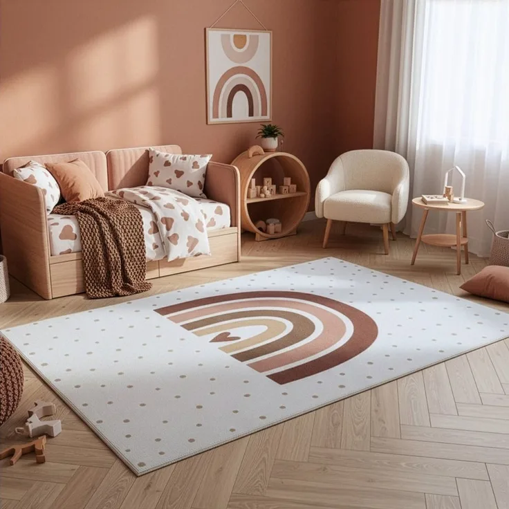 Ayyildiz Teppiche Kinderteppich COCO 1132, auch in rund erhältlich, rechteckig, Höhe: 8 mm, Waschbar bei 30 °C, rutschhemmend, OEKO-TEX® zertifiziert, Regenbogen