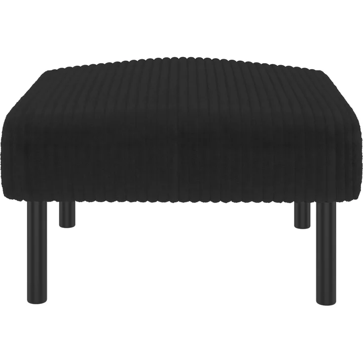 Fußhocker aus Cordstoff, moderner Polsterhocker mit stabiler Metallstruktur, weiche Polsterung & ergonomische Sitzhöhe,Schwarz – Bild 10