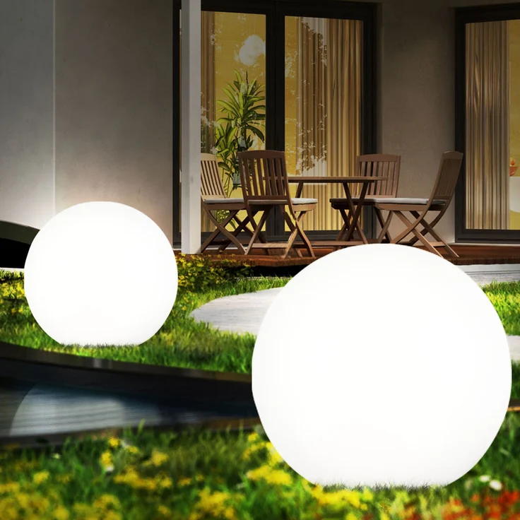 3er Set LED Außen Solarleuchten, Kugel weiß, 15 und 20 cm – Bild 8