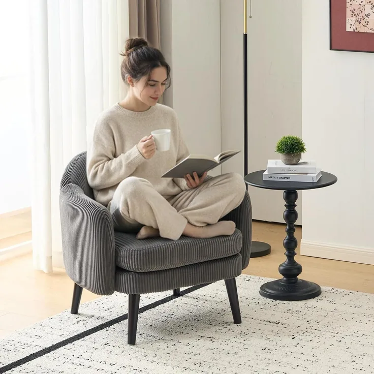 Sessel Cocktailsessel Loungesessel Lesesessel 113kg Cord-stoff Grau