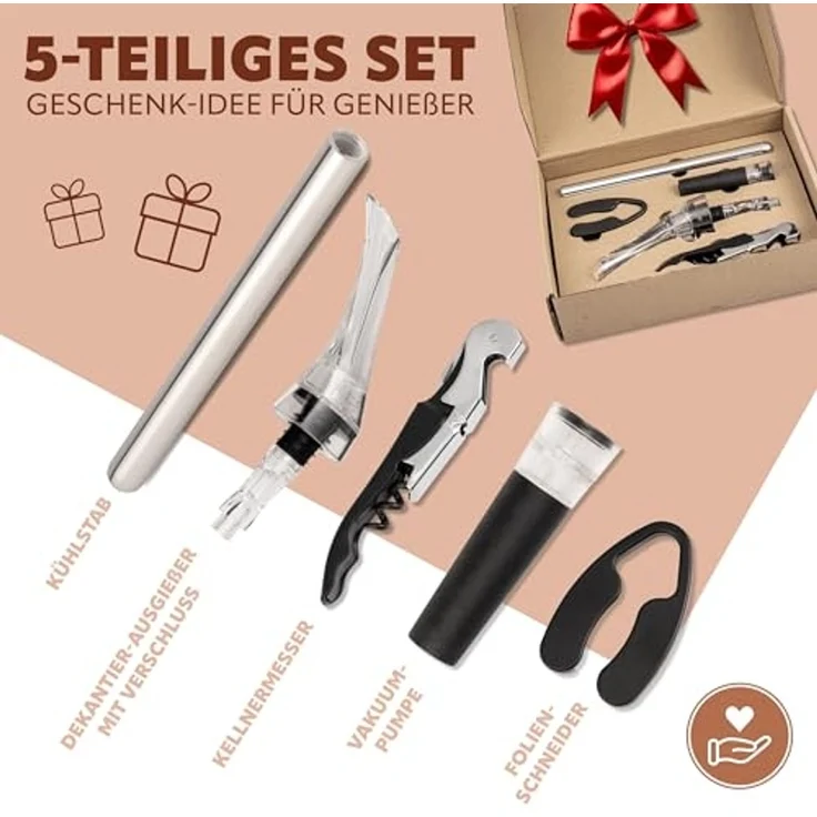 bremermann Sommelier-Set Wein-Set 5-tlg, inkl. Dekanter-Ausgießer, Sommelier-Set – Bild 3