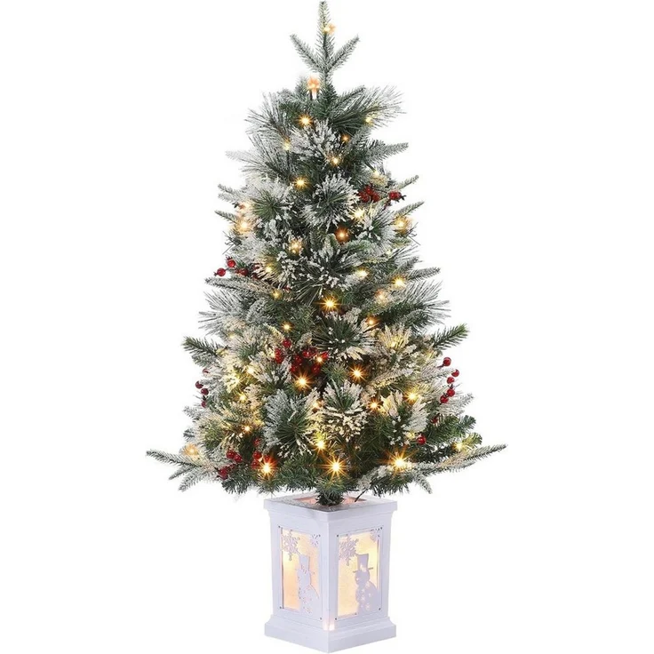 GarveeMore Künstlicher Weihnachtsbaum 90cm Künstlicher Tannenbaum mit LED-Beleuchtung & roten Beeren – Bild 1