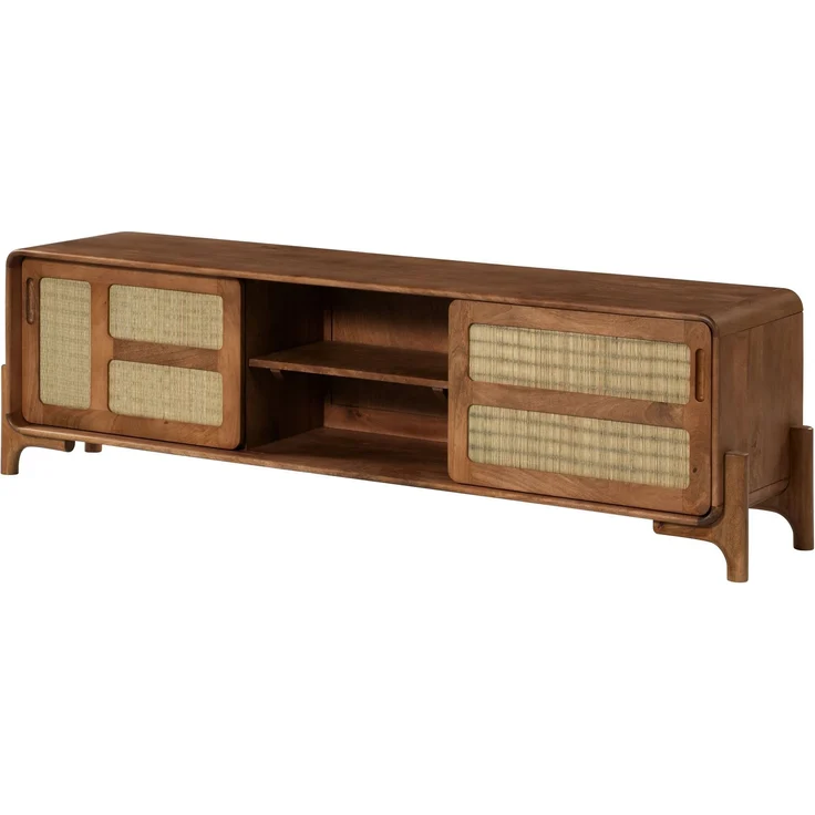 TV-Board Mango/Seegras 180 x 40 x 50 hellbraun lackiert MIZUMI #106 – Bild 1
