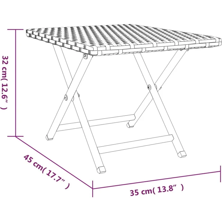 Gartentisch,Klapptisch Braun 45 x 35 x 32 cm Poly Rattan – Bild 7