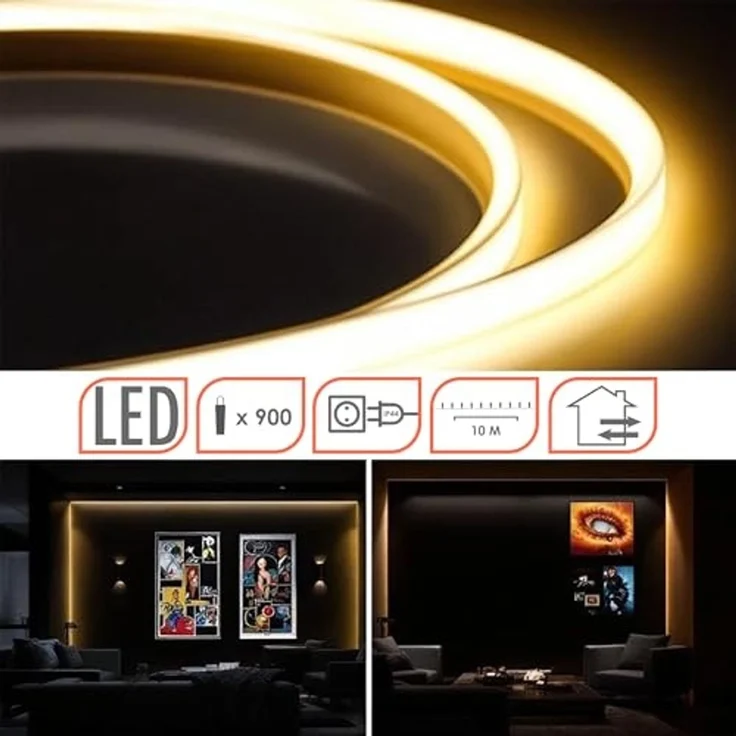 Spetebo LED-Lichterschlauch LED Lichtschlauch warmweiß - 10 m / 900 LED, 900-flammig, beleuchteter Lichterschlauch für Drinnen und Draußen – Bild 2