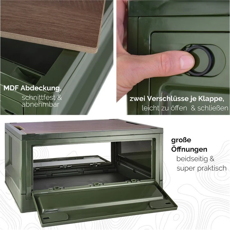 Trucky Faltbox Storage Box 35 L Camping Klappbox Klappkiste faltbar 47x35x24 cm Grün – Bild 4