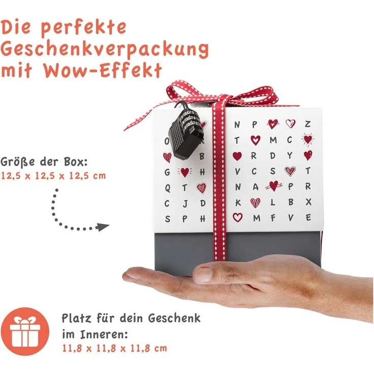 SURPRISA Geschenkbox Geschenkbox mit Samt und Glanz, Rätselbox für Geschenke und Gutscheine, zum Valentinstag, Jahrestag, Hochzeitstag – Bild 2