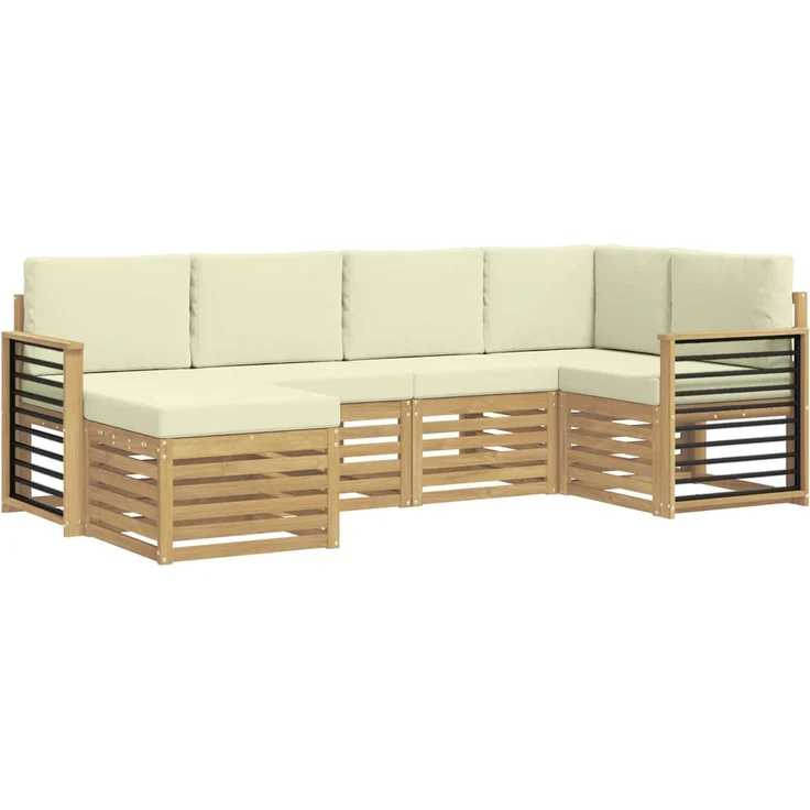 vidaXL Outdoor-Sofagarnitur 6 stk. 5-Sitzer Weiß und Creme Polyester 3392125 – Bild 2
