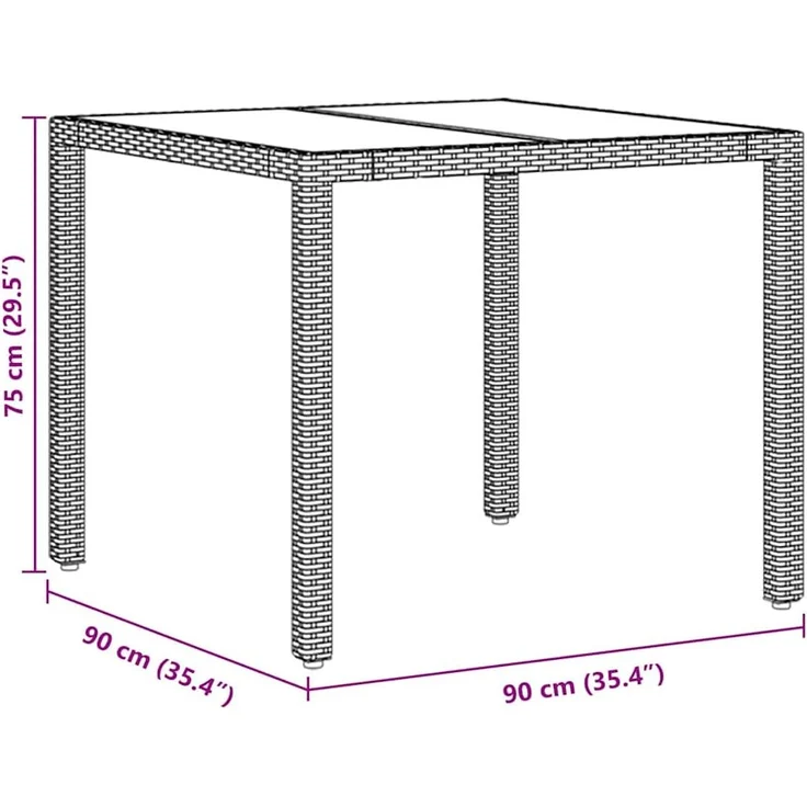 vidaXL Garten Essgruppe 3 pcs Schwarz Poly-Rattan 3334855 – Bild 10