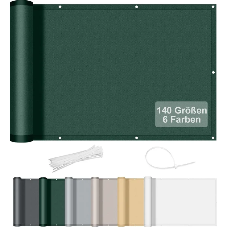AXT SHADE Benutzerdefinierte Größe Balkon Sichtschutz Wetterfest 0.65x2 m Balkonverkleidung Balkonabdeckung Balkonbespannung Blickdichte Windschutz und UV-Schutz für Balkongeländer-Grün