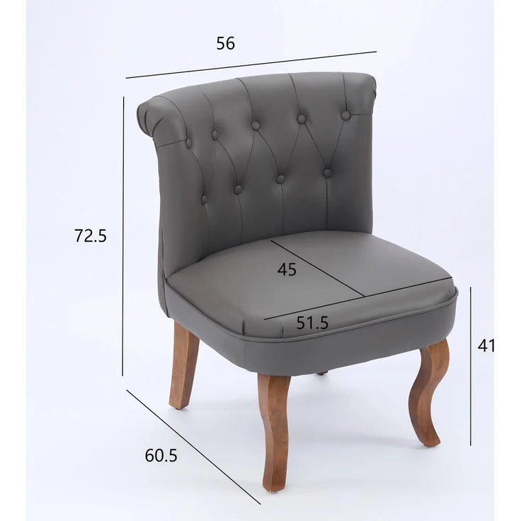 Echtleder Sessel, Loungesessel Wohnzimmer,Kautschukholz Massivholz, Einzelstuhl,Pull-Point Knöpfe, Esszimmerstuhl,bis 150 kg,Grau – Bild 10
