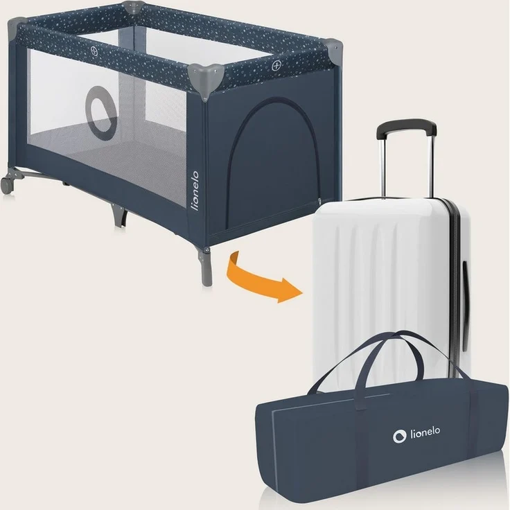 Lionelo Stefi Baby Kinderbett, Reisebett ab Geburt bis 15 kg, Seiteneingang, Sicherungssystem LockGuard, Blockade der Räder, Tragetasche, zusammenklappbar – Bild 3