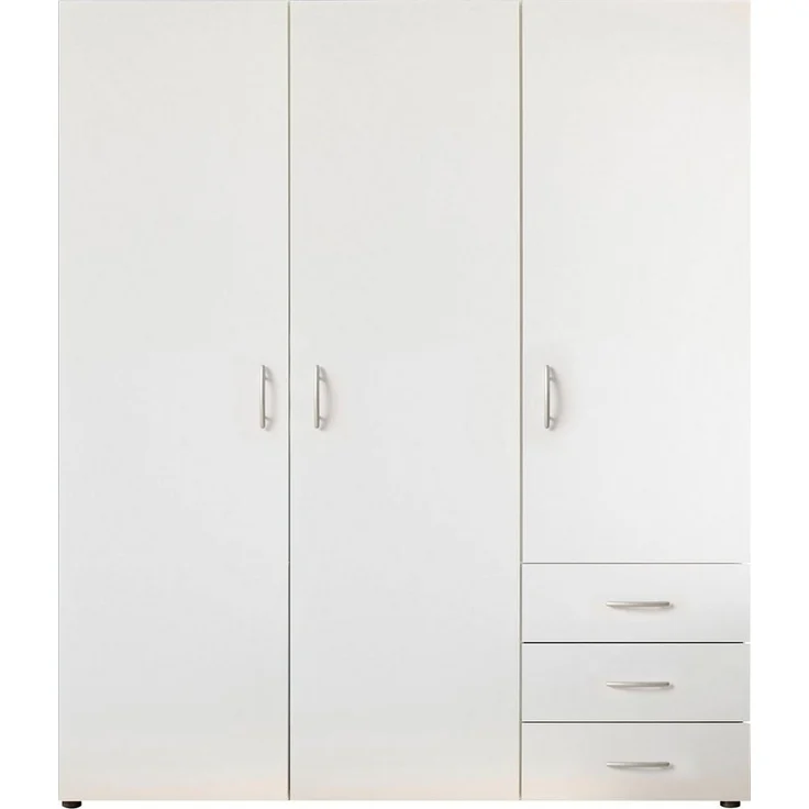 HARRY Kleiderschrank Weiß - Vielseitiger Drehtürenschrank 3-türig für Ihr Schlafzimmer - 150 x 176 x 51 cm (B/H/T) – Bild 2